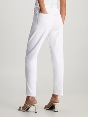 denim white mid rise slim jeans for women calvin klein