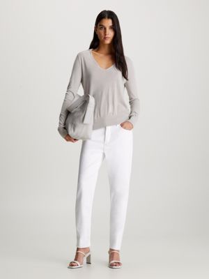 denim white mid rise slim jeans for women calvin klein