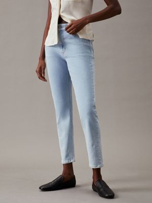 light blue mid rise slim jeans for women calvin klein