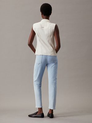 light blue mid rise slim jeans for women calvin klein