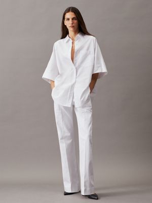 bright white oversized poplin shirt for women calvin klein