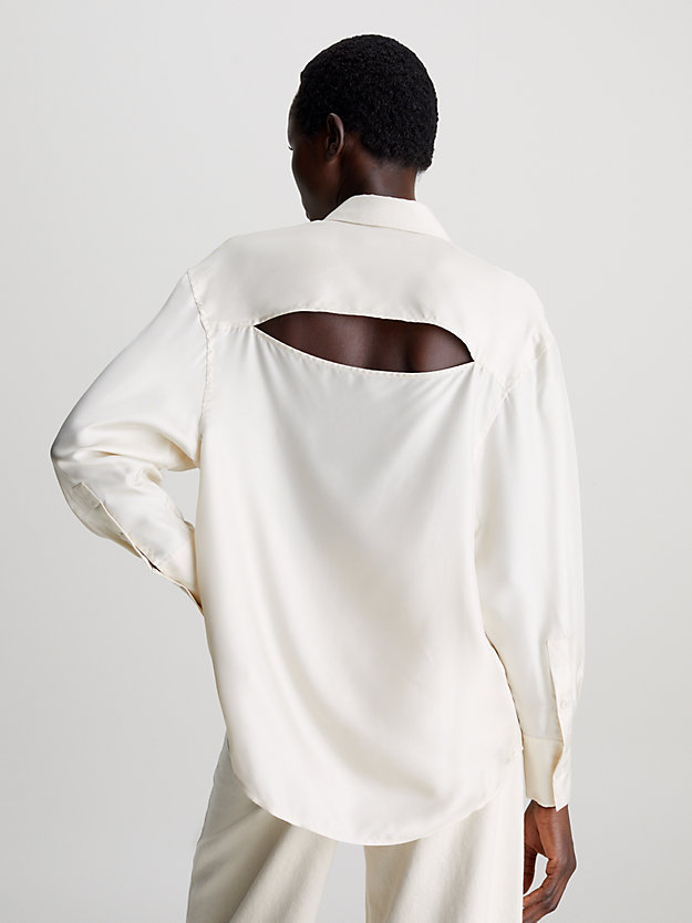 turtledove relaxed silk split back shirt for women calvin klein