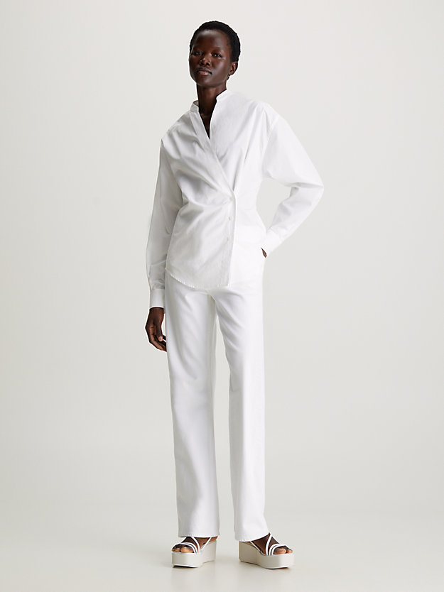 chemise portefeuille en coton bright white pour femmes calvin klein