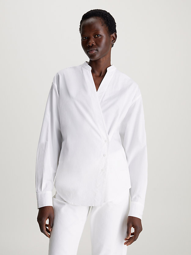 camicia avvolgente di cotone bright white da donne calvin klein