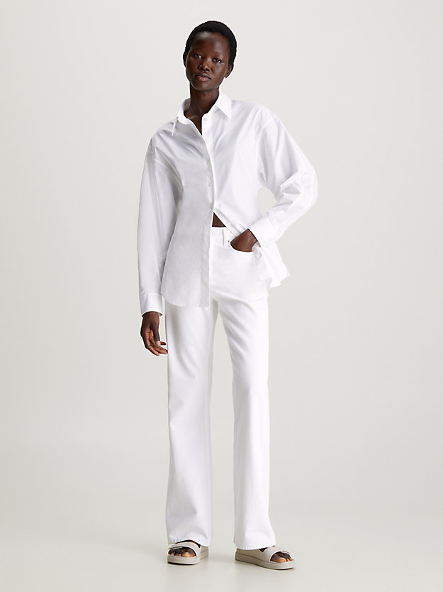 bright white slim overhemd met vleermuismouwen voor dames - calvin klein