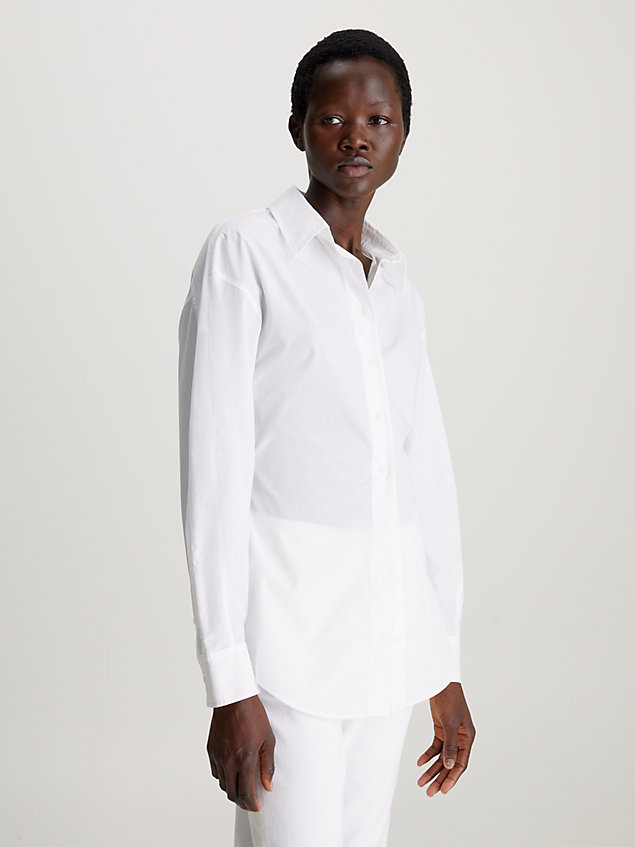 white schmales hemd mit dolman-ärmeln für damen - calvin klein