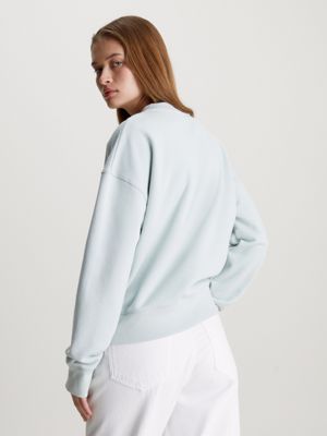 morning frost relaxed cotton terry sweatshirt for women calvin klein