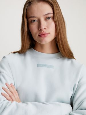 morning frost relaxed cotton terry sweatshirt for women calvin klein