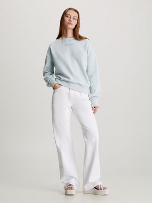 morning frost relaxed cotton terry sweatshirt for women calvin klein