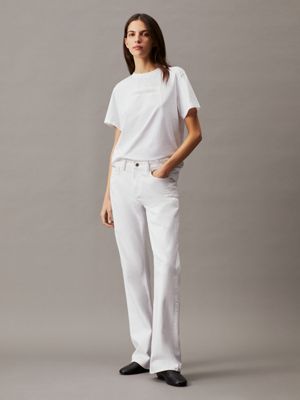 bright white cotton logo t-shirt for women calvin klein