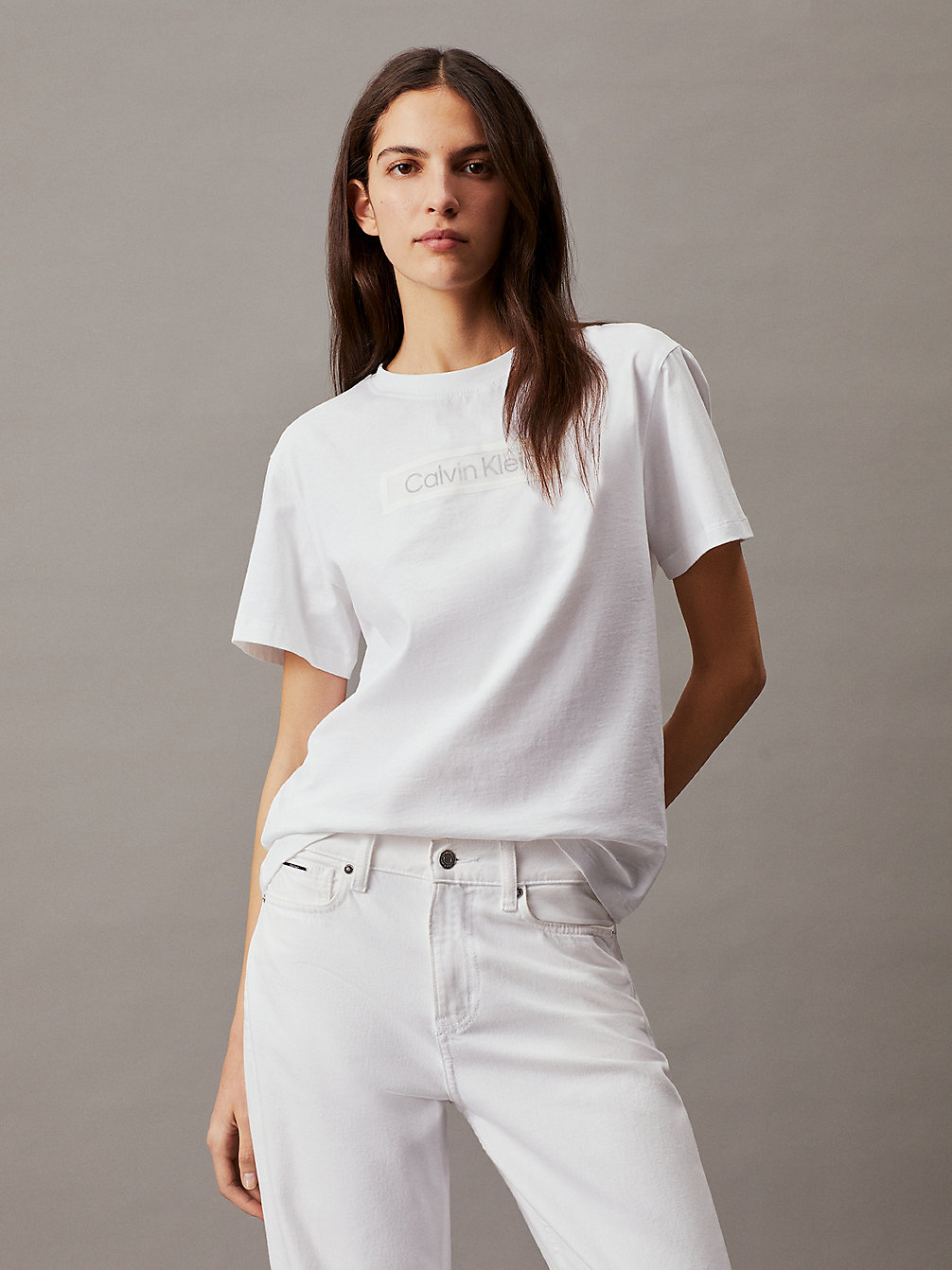 BRIGHT WHITE Cotton Logo T-Shirt undefined Women Calvin Klein