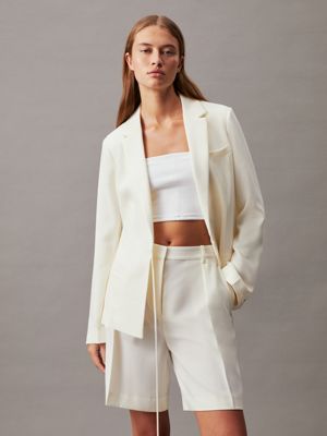 Chaqueta blazer de tejido técnico Mujer, Blanco