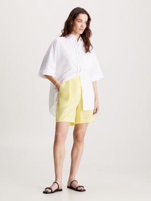 mimosa yellow relaxed twill shorts for women calvin klein