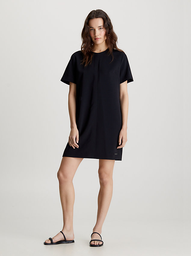 black luźna sukienka mini z krepy dla kobiety - calvin klein