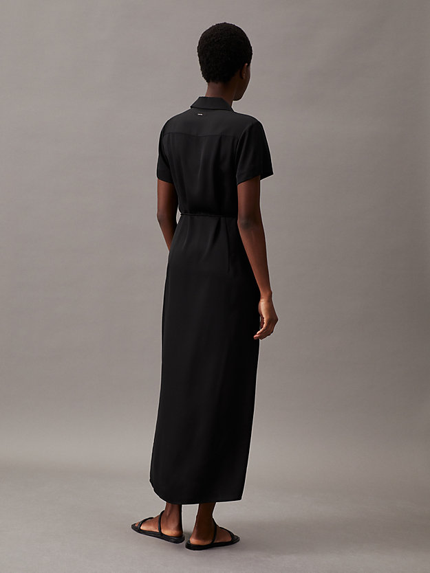 ck black relaxed crepe midi shirt dress for women calvin klein