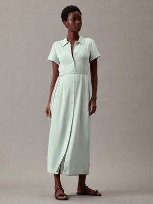 Relaxed Crepe Midi Shirt Dress Calvin Klein®