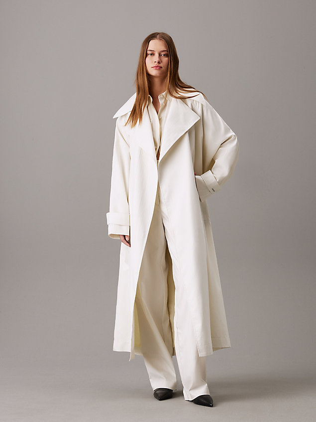 grey oversized trench coat for women calvin klein