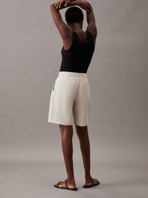 peyote wide linen blend tailored shorts for women calvin klein