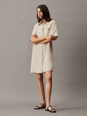 Linen blend shirt dress on sale