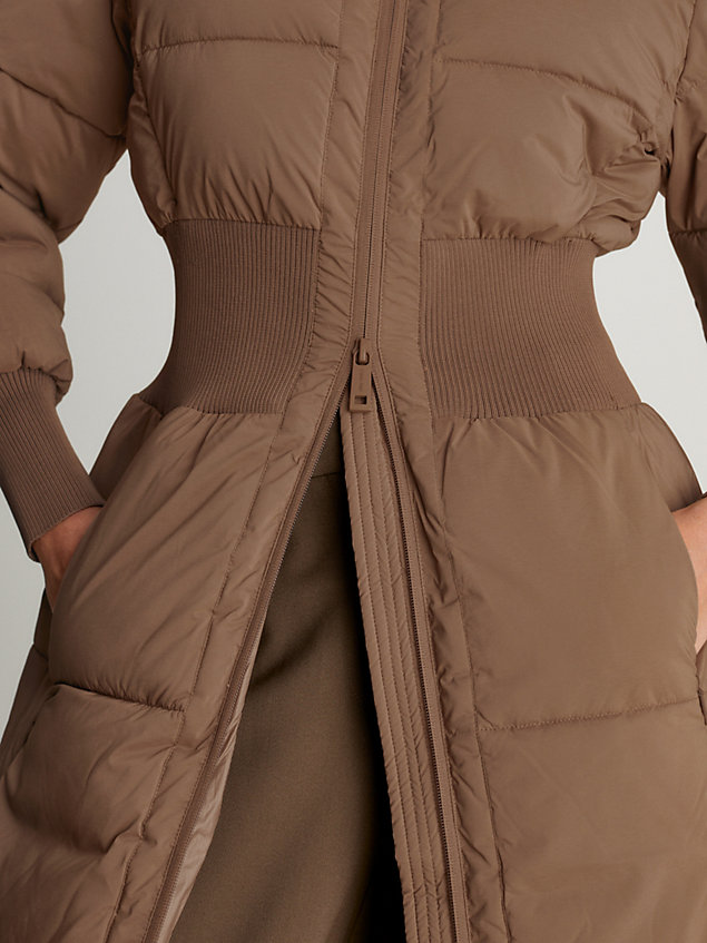 grey padded ribbed waist coat for women calvin klein