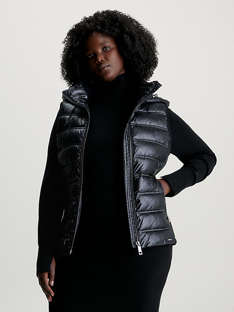 veste sans manches à capuche légère cintrée black pour femmes calvin klein