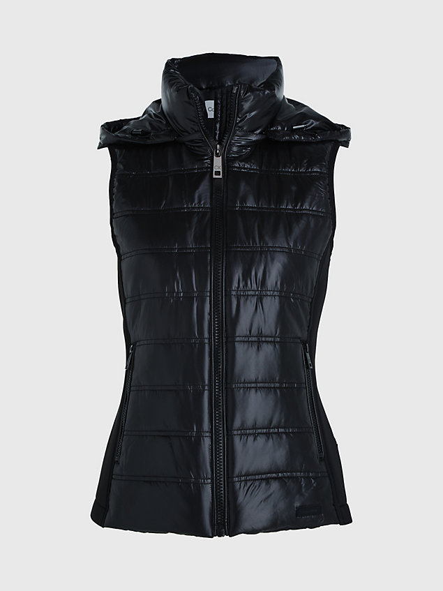 black waisted lightweight hooded gilet for women calvin klein