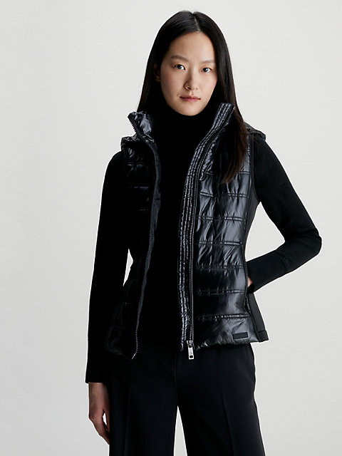 veste sans manches à capuche légère cintrée black pour femmes calvin klein