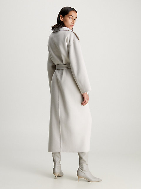 abrigo de lana con cinturón cruzado grey de mujer calvin klein