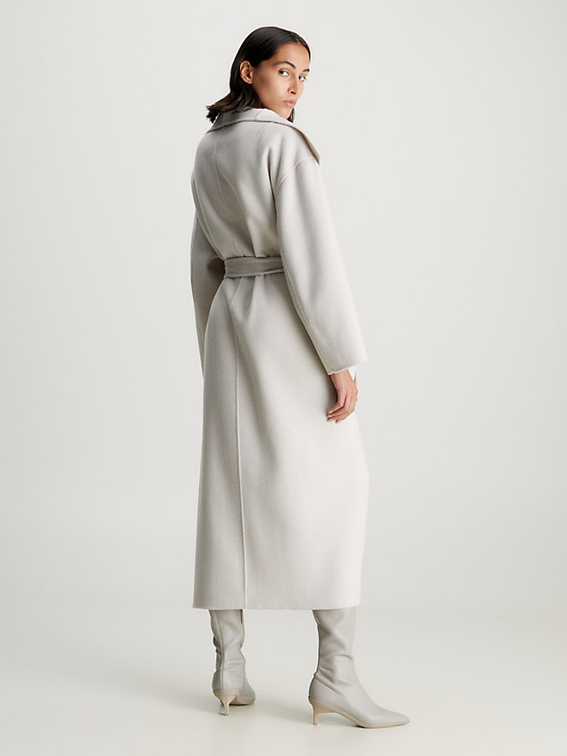 grey wool belted wrap coat for women calvin klein