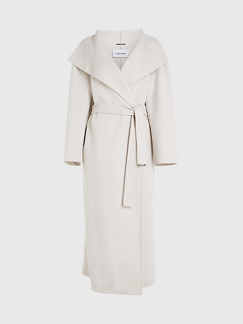 manteau portefeuille en laine avec ceinture grey pour femmes calvin klein