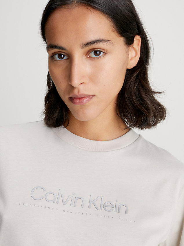 grey satin print logo t-shirt for women calvin klein