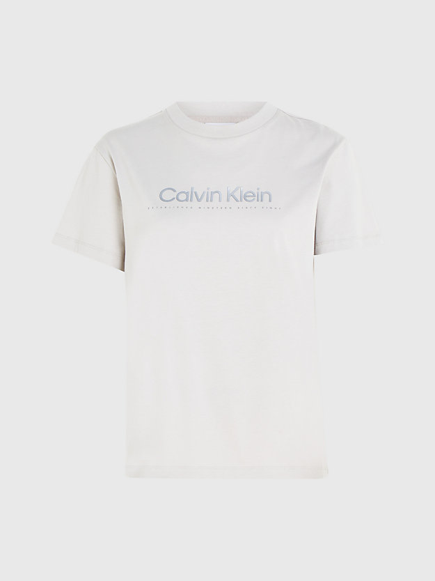 chateau gray satin print logo t-shirt for women calvin klein