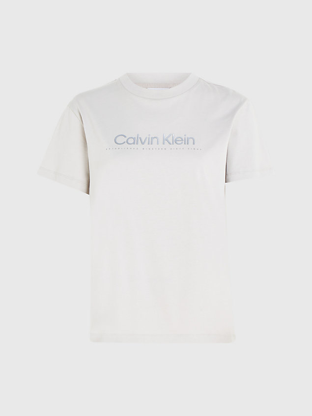 grey t-shirt z logo z satynowym nadrukiem dla kobiety - calvin klein