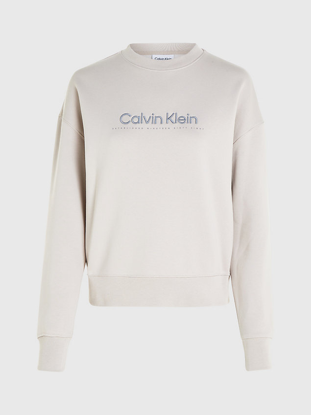 grey polarowa bluza z haftowanym logo dla kobiety - calvin klein