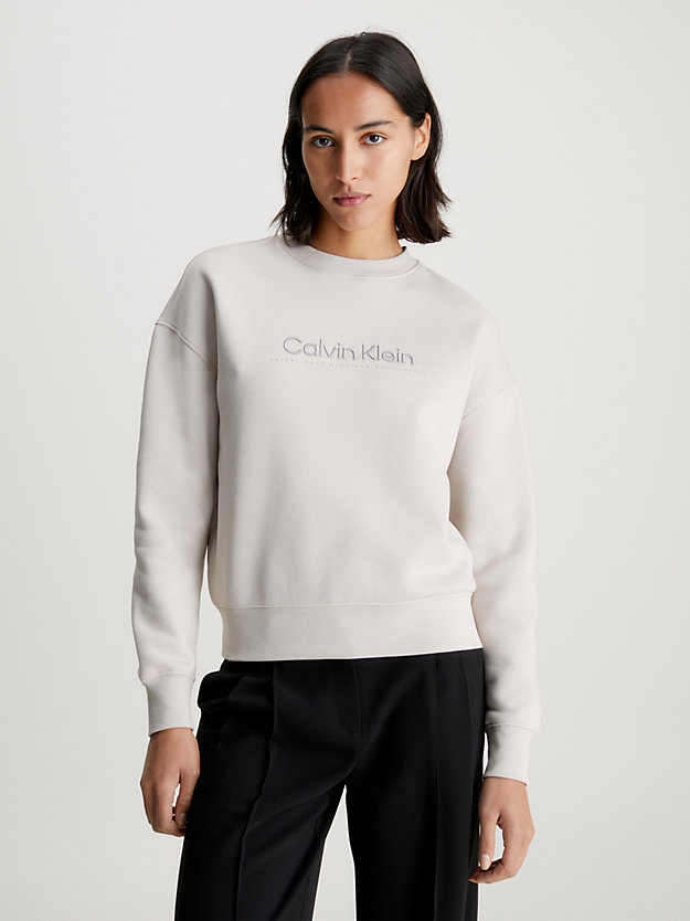 chateau gray embroidered fleece sweatshirt for women calvin klein