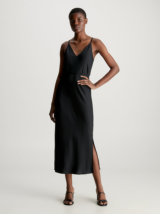 black wsuwana luźna sukienka midi dla kobiety - calvin klein
