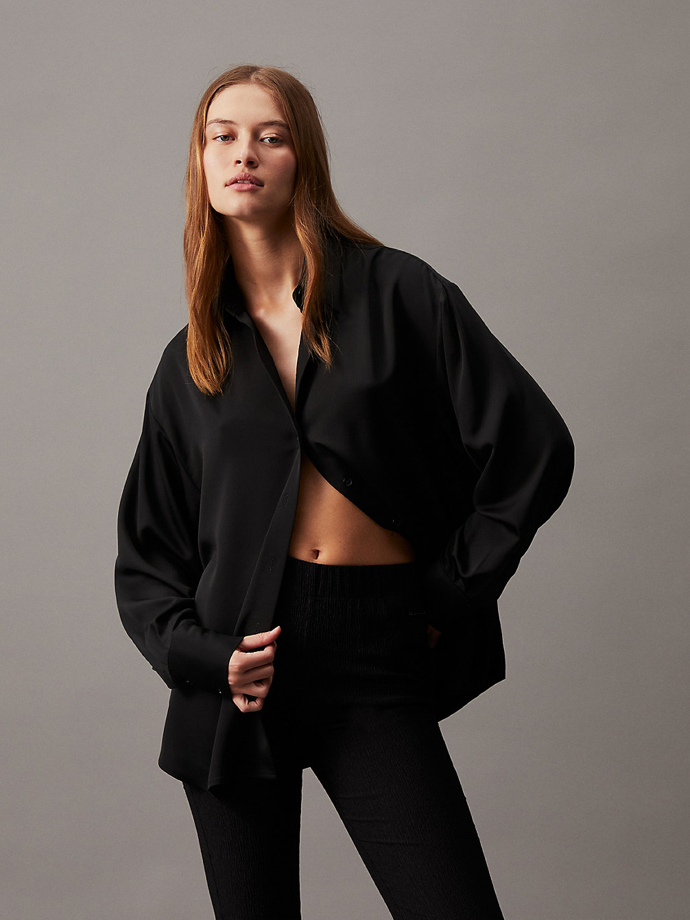 CK BLACK Camicia In Crêpe Taglio Relaxed undefined Donne Calvin Klein