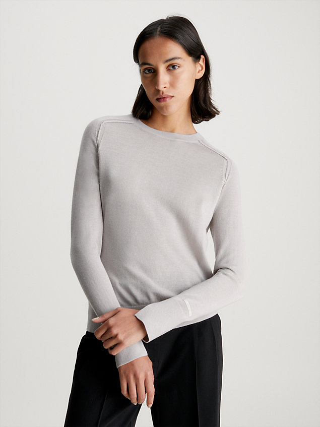 grey fine wool slim jumper for women calvin klein