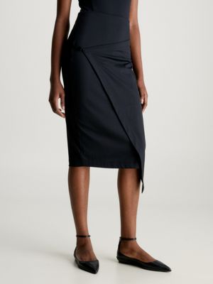 Buy Calvin Klein women ruffled a line skirt navy Online