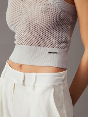 vaporous gray slim cropped tank top for women calvin klein