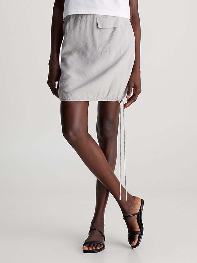 beige straight viscose blend mini skirt for women calvin klein
