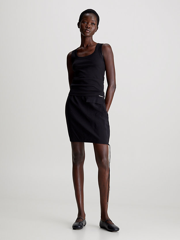 ck black straight viscose blend mini skirt for women calvin klein