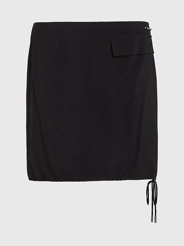 mini-jupe droite en viscose mélangée ck black pour femmes calvin klein