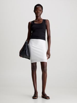 Calvin Klein Womens Textured Knee-Length Pencil Skirt B/W 0