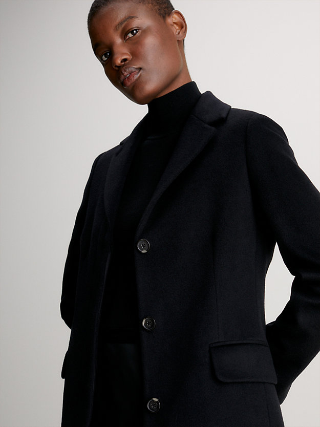 ck black wełniany płaszcz dla kobiety - calvin klein