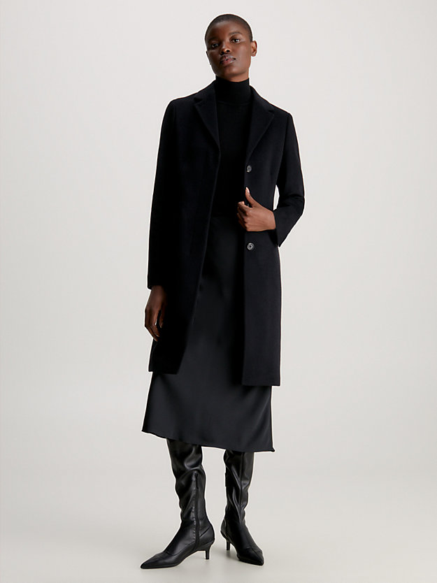 ck black wool coat for women calvin klein