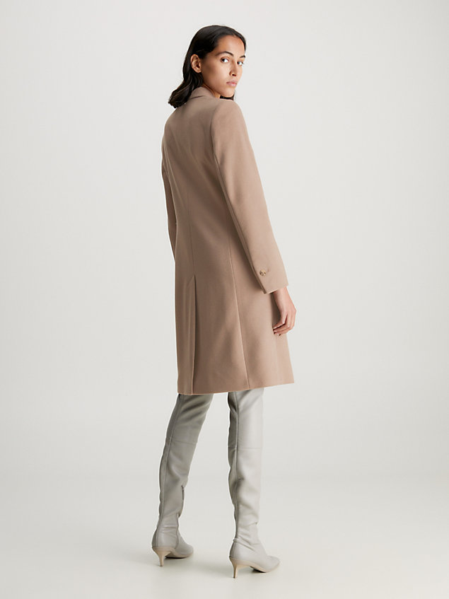 beige wełniany płaszcz dla kobiety - calvin klein