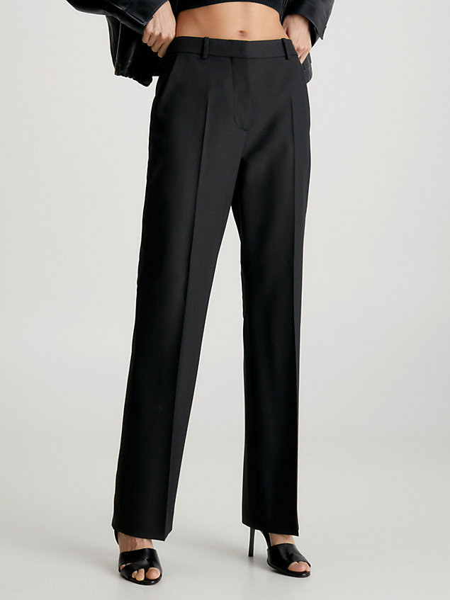 black wąskie spodnie z prostymi nogawkami dla kobiety - calvin klein