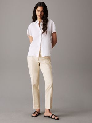 wood ash slim gabardine ankle trousers for women calvin klein