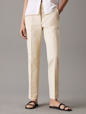 grey slim gabardine ankle trousers for women calvin klein